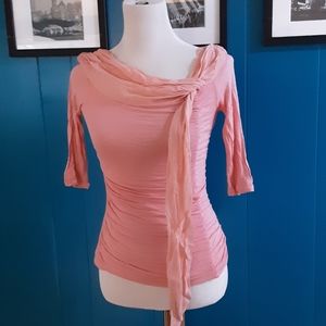 Arden B peach scoop neck long sleeve top